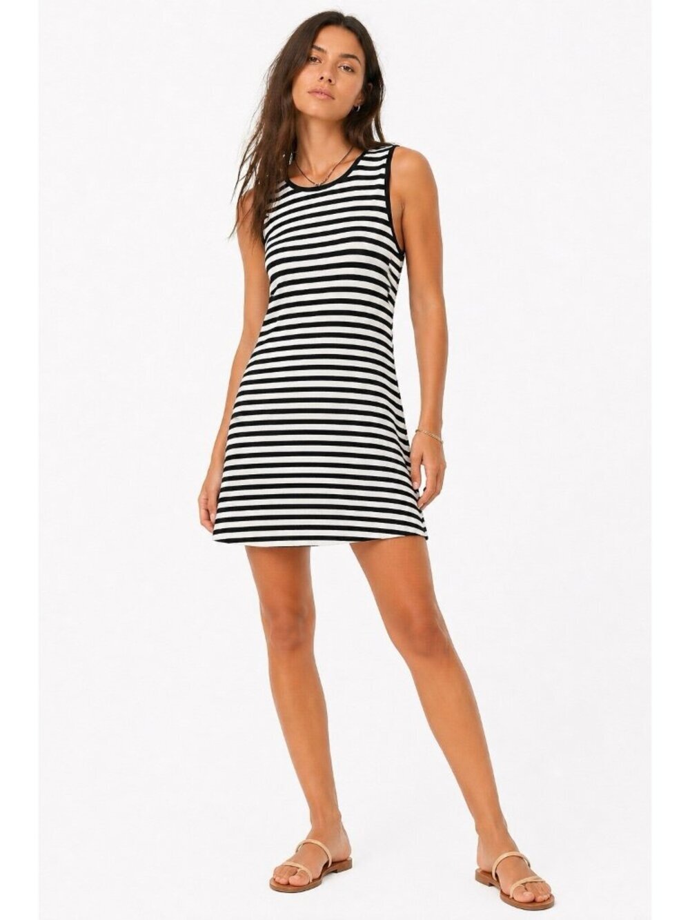 ANTHROPOLOGIE CELANDINE striped knit dress black white LARGE casual nautical